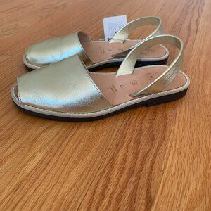 Mibo Avarcas Women's Metallic Gold Leather Slingback Sandals